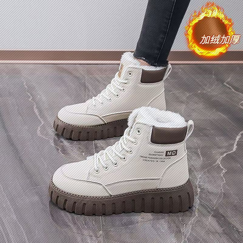 冬季加绒高帮马丁靴女韩版百搭加