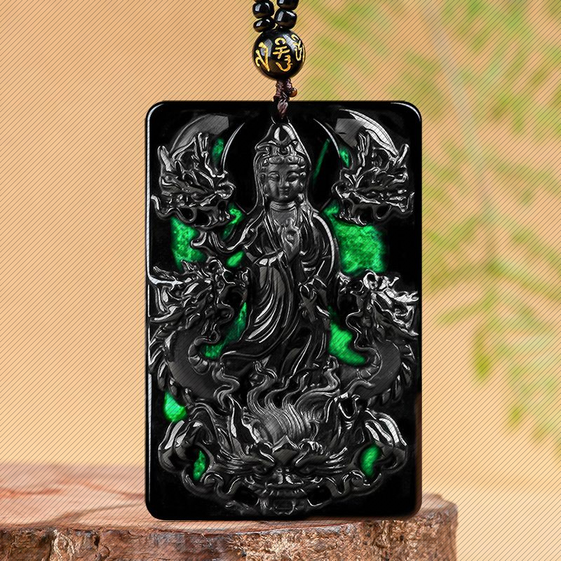 墨翠A货翡翠观音吊坠批发