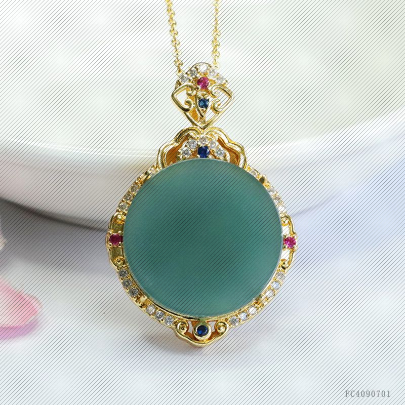 天然A货翡翠蓝水无事牌吊坠玉石