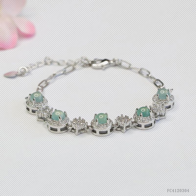 天然A货翡翠手链冰蓝水玉石快手