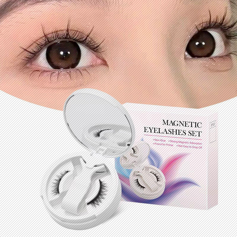 狐系磁吸假睫毛一体盒自然山茶花浓密磁铁眼睫毛免胶睫毛