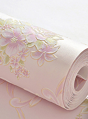 欧式田园无纺布自粘墙纸温馨3D立体卧室客厅电视背景环保贴纸壁纸