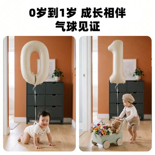 宝宝周岁生日数字气球拍照布置