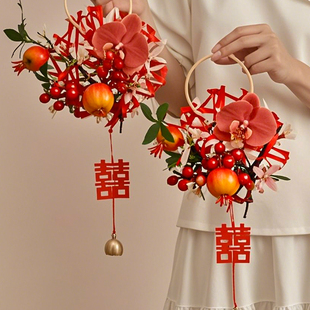 结婚入户门把手上喜字挂件装饰新婚房男女卧室房间氛围感客厅布置