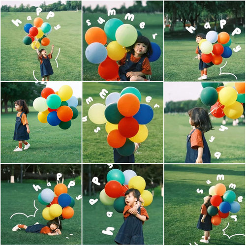 户外草地彩色马卡龙气球无毒无味