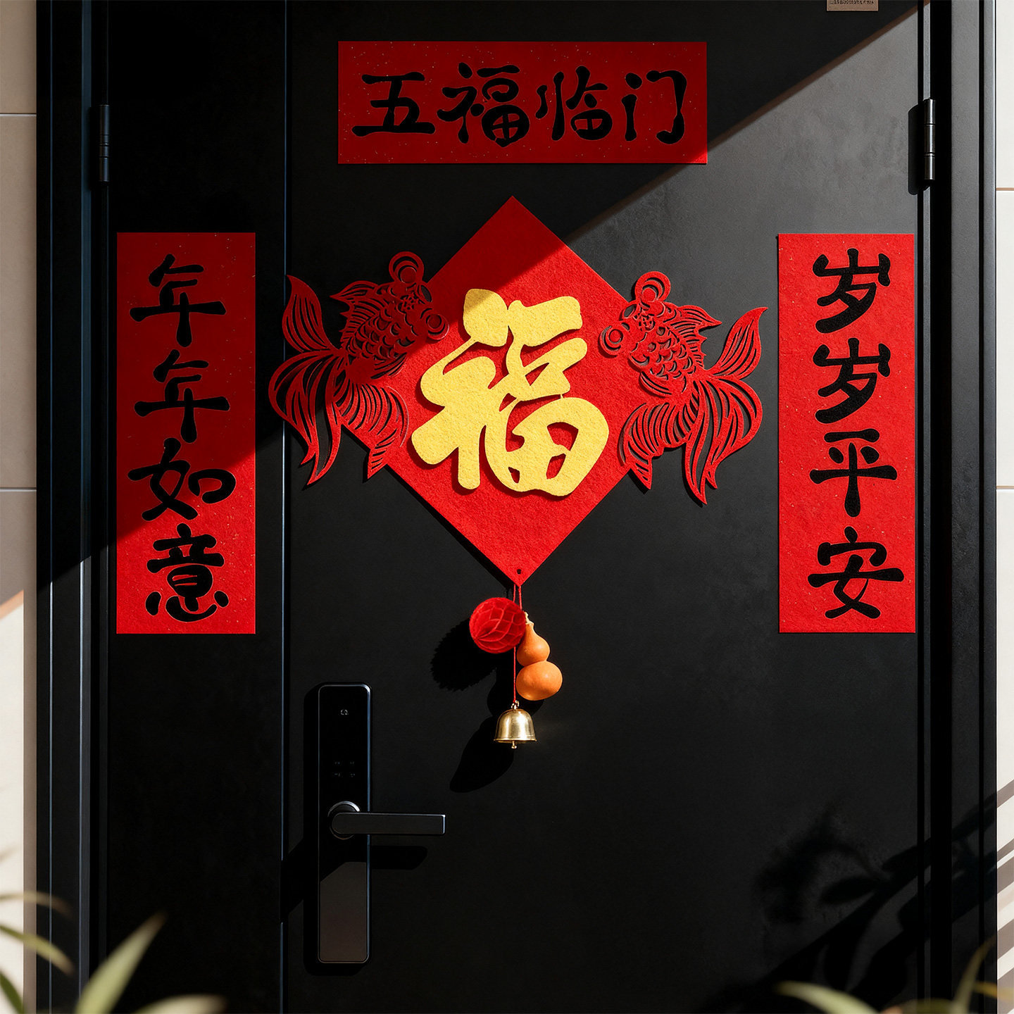 新年马年磁吸金鱼福字贴挂件2026新款装饰入户门对联氛围布置用品,节庆用品/礼品,对联,淘宝优惠券,粉丝福利购,淘宝优惠卷