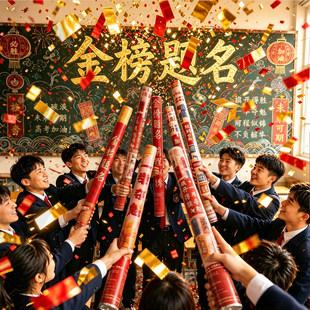 毕业典礼礼炮礼花筒旗开得胜金榜题名高考中考气氛布置仪式感寓意