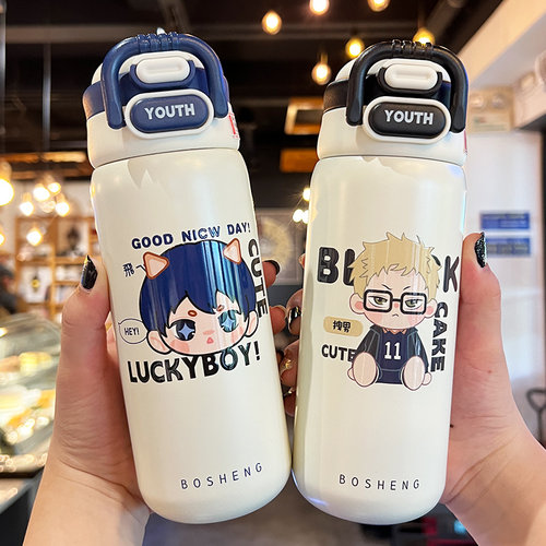 guloo卡通保温杯316不锈钢双饮杯