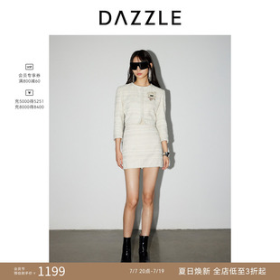 DAZZLE地素奥莱 短外套春秋款女装粗花呢短外套