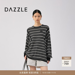 【补货】DAZZLE 地素奥莱毛衣2025年秋季黑色长袖针织衫