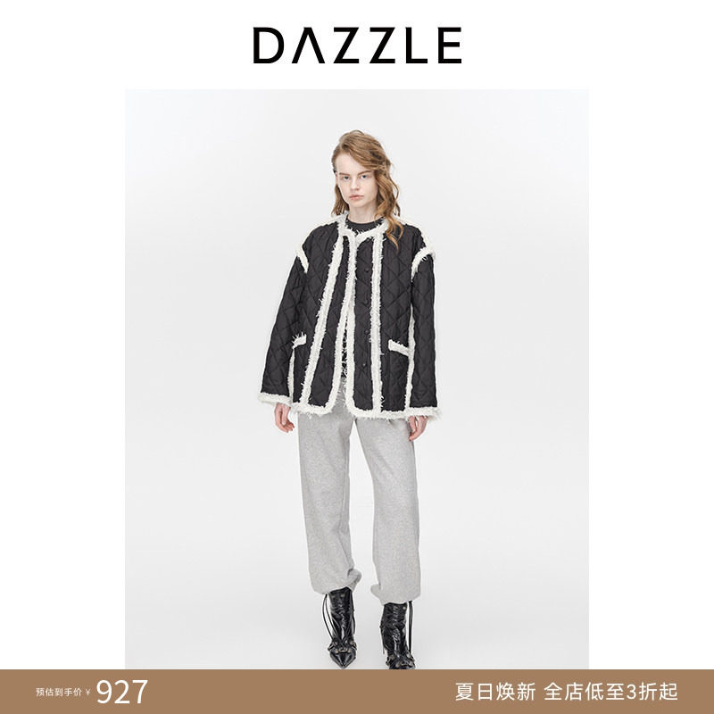 【奥莱专供】DAZZLE地素奥莱菱形格撞色外套冬季时髦棉服