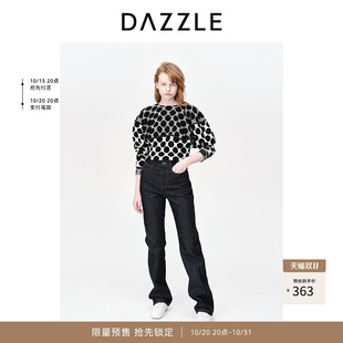 DAZZLE地素奥莱 牛仔裤春秋女装复古水洗简约直筒长裤