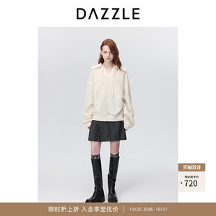 【奥莱】DAZZLE地素奥莱针织翻领套衫休闲慵懒风冬季抽绳毛衣