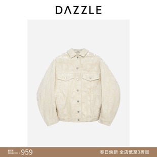 DAZZLE地素奥莱 短外套春秋女装温柔优雅字母贴布设计牛仔上衣