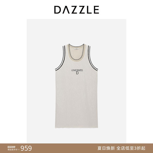 DAZZLE 地素奥莱无袖连身裙白色地素背心裙