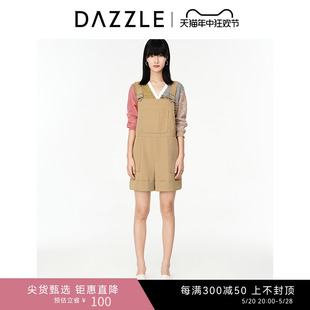 背带裤 连体裤 春夏卡其色休闲运动直筒工装 DAZZLE地素奥莱 女