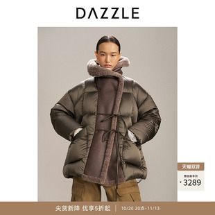 DAZZLE 地素奥莱中长羽绒服2025年冬季皮毛一体羽绒服女款