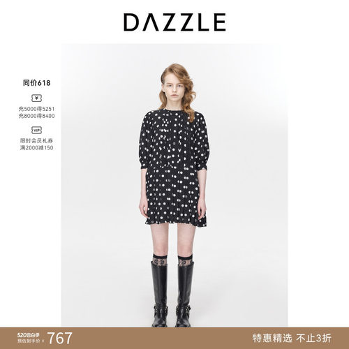 DAZZLE地素波点连衣裙