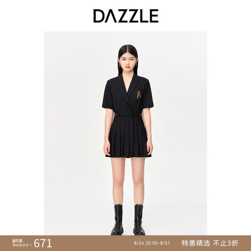 【奥莱专供】DAZZLE地素奥莱 春夏复古气质西装领短袖衬衫连体