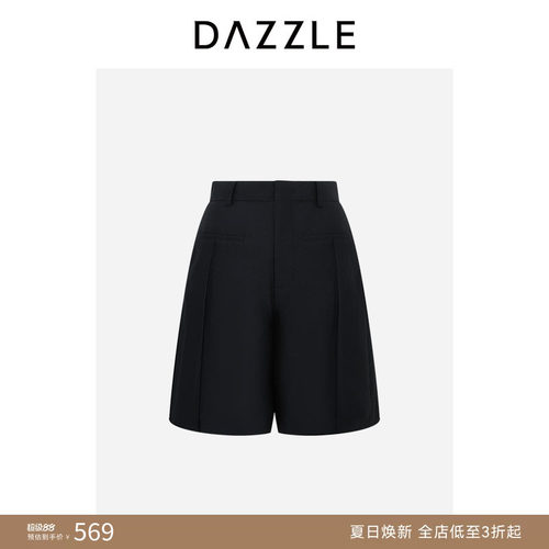 DAZZLE 地素奥莱短裤黑色精纺短裤