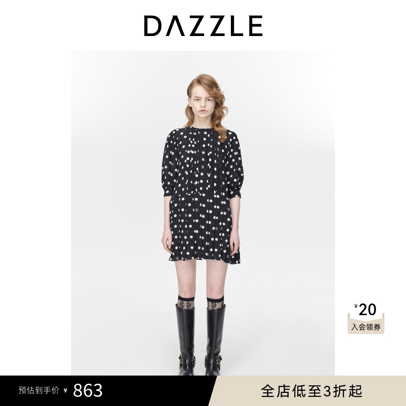 DAZZLE地素波点连衣裙