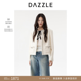 DAZZLE 地素奥莱短外套2026年春季羊毛混纺白色外套