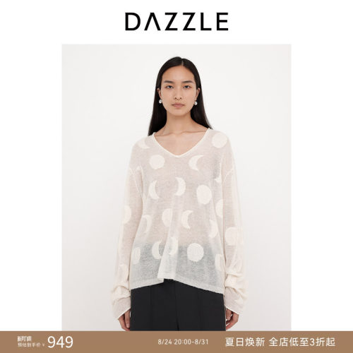 DAZZLE 地素奥莱毛衣2025年春季薄款T恤白色毛针织衫长袖套衫