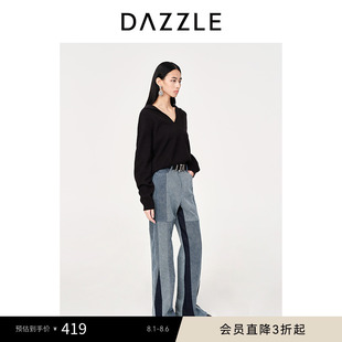 羊毛衫 DAZZLE地素奥莱春夏polo领黑色简约纯色短款 内搭