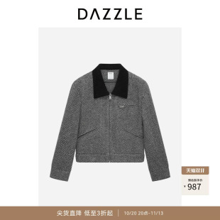 DAZZLE地素奥莱大衣中灰色短款大衣
