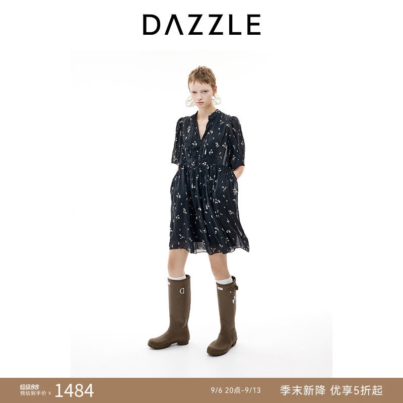 DAZZLE地素奥莱 连衣裙2025年夏季甜美气质设计感中袖连衣裙图片
