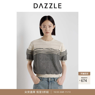 DAZZLE 地素奥莱毛衫短袖2025年夏季复古短袖毛衫小上衣