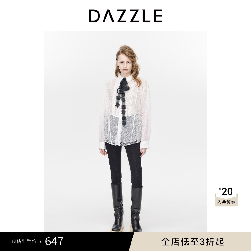 DAZZLE通勤长袖地素蕾丝