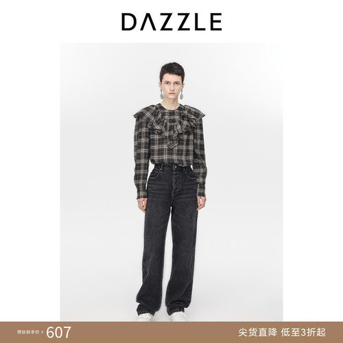 DAZZLE复古长袖地素衬衣