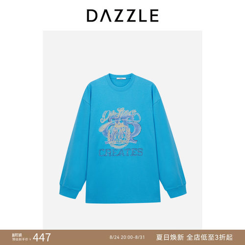 DAZZLE地素贴花串珠长袖T恤