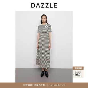 DAZZLE 地素奥莱毛衣2025年春季黑色针织夹条套装