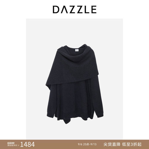 DAZZLE 地素奥莱毛衫连衣裙深灰色围巾长袖毛衫连衣裙