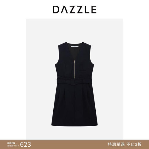 DAZZLE 地素奥莱连衣裙夏季深蓝色无袖连衣裙