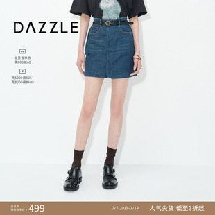 DAZZLE 地素奥莱半身裙2025年春季蓝色牛仔半裙