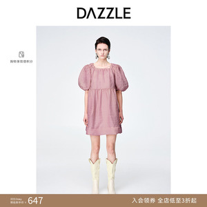 【奥莱专供】DAZZLE地素奥莱春夏法式气质真丝泡泡袖连衣裙娃娃裙