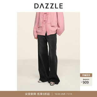 DAZZLE 地素奥莱牛仔裤女2026年春季新款棉混纺黑色牛仔阔腿裤