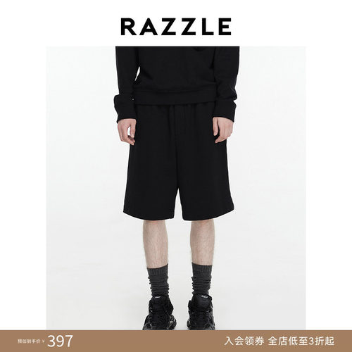 RAZZLE地素男装黑色春季短裤