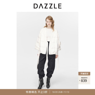 【奥莱】DAZZLE地素奥莱中式羽绒服女冬白色绑带设计短款外套