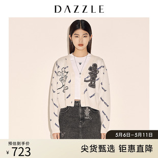 女 重工绣珠片针织提花开衫 DAZZLE米奇系列 地素奥莱春季