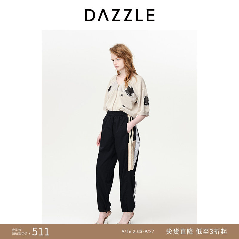 DAZZLE地素嵌花拼接针织开衫