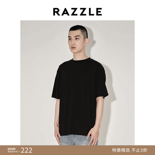 RAZZLE 地素奥莱男装黑色秋季短袖T恤