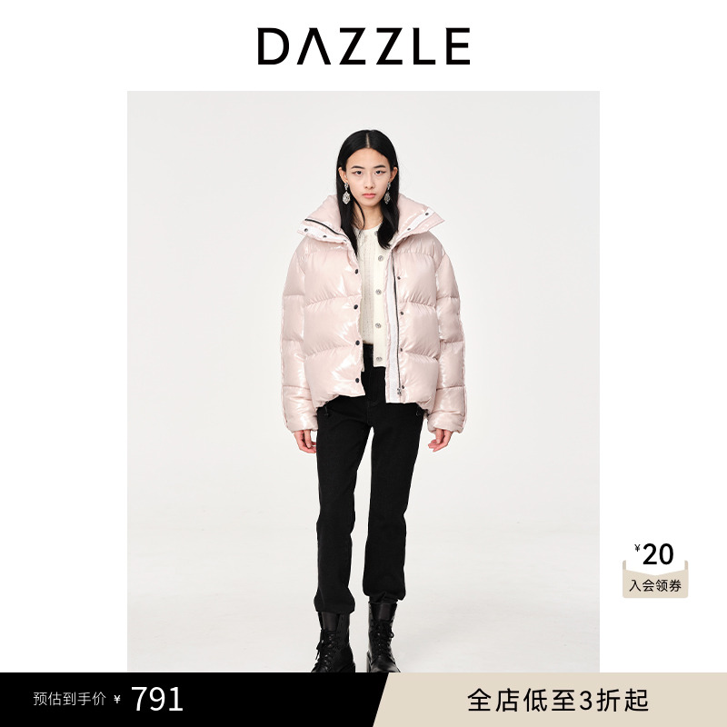 时髦亮面	短款版型	面包羽绒