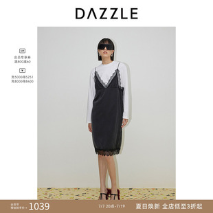 DAZZLE地素奥莱 连衣裙春季女装两件式吊带蕾丝拼