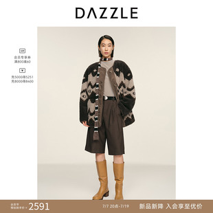 DAZZLE 地素奥莱大衣2026年春绵羊毛混纺深灰色短款外套