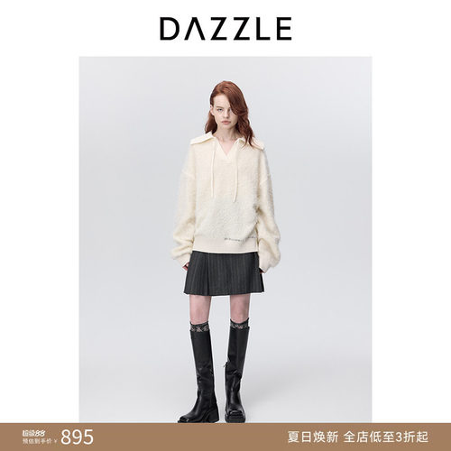 DAZZLE地素针织翻领套衫