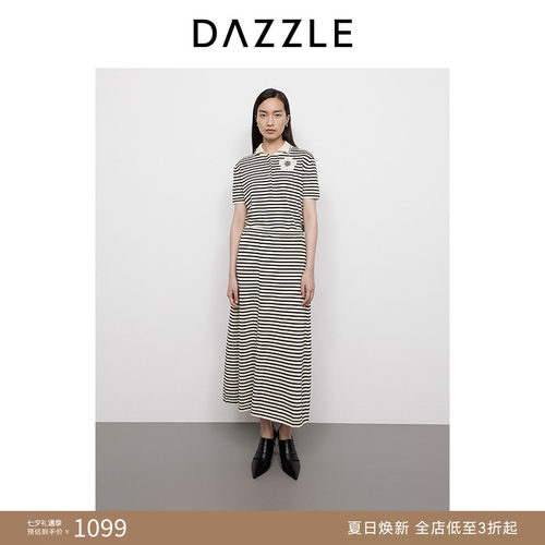 DAZZLE 地素奥莱毛衣2025年春季黑色针织夹条套装